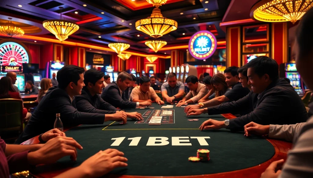 Experience the excitement of 11BET poker at a vibrant casino table with thrilling gameplay and rich atmosphere.